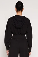 Womens Iris Fleece Zip Front Cropped Hoodie, M
