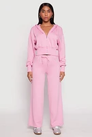 Womens Iris Fleece Zip Front Cropped Hoodie, Pink, Size M