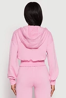 Womens Iris Fleece Zip Front Cropped Hoodie, Pink, Size M