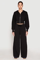 Womens Iris Drawstring Wide Leg Sweatpants, Black,