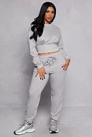 Womens Crew Neck Cropped Sweatshirt, Grey, Size M