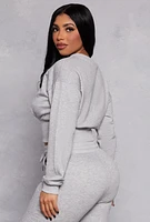 Womens Crew Neck Cropped Sweatshirt, Grey, Size M