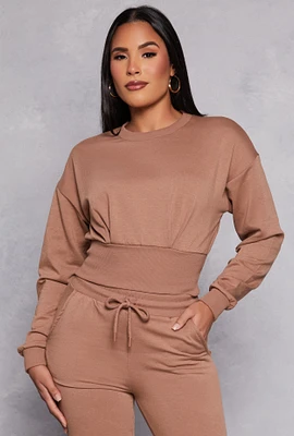 Womens Crew Neck Cropped Sweatshirt,