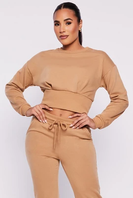 Womens Crew Neck Cropped Sweatshirt, S