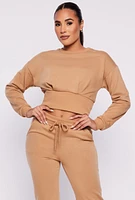Womens Crew Neck Cropped Sweatshirt, S