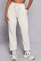 Womens High Waist Drawstring Pocket Joggers, Khaki, Size L