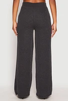 Womens Iris Ribbed Knit Wide Leg Pants, Grey, Size L