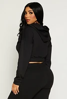 Womens Iris Hooded Cropped Sweatshirt, Black,