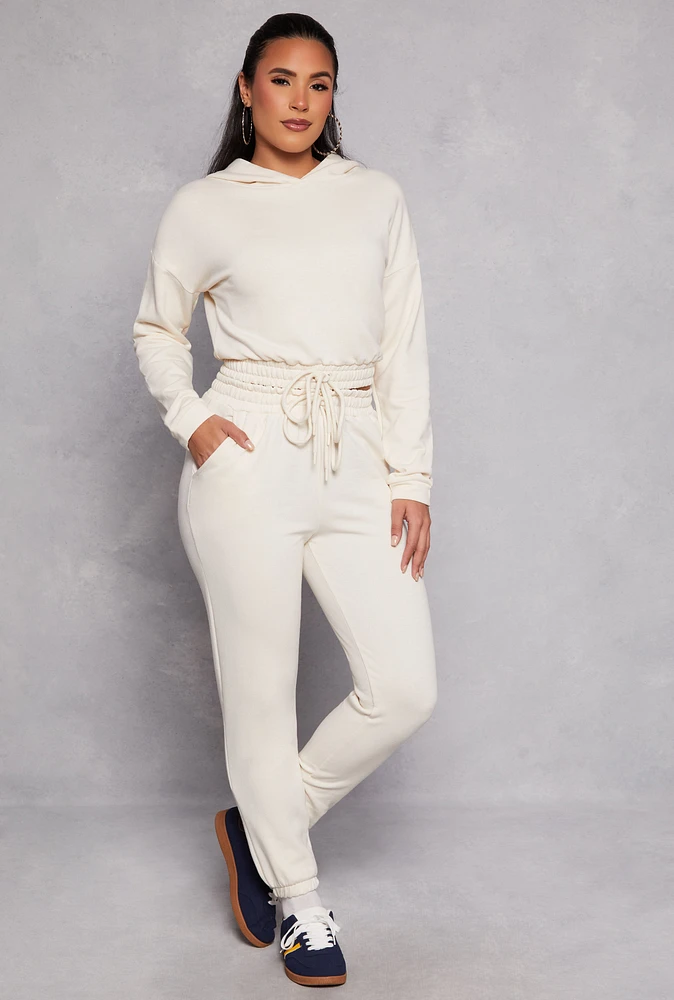 Womens Iris Basic Fleece Drawstring Sweatpants, White, Size L