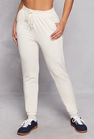 Womens Iris Basic Fleece Drawstring Sweatpants, White, Size L