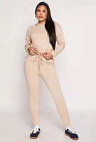 Womens Iris Basic Fleece Drawstring Sweatpants, Khaki, Size M