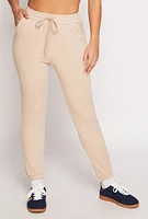 Womens Iris Basic Fleece Drawstring Sweatpants, Khaki, Size L