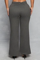 Womens Houndstooth Wide Leg Dress Pant, Grey,