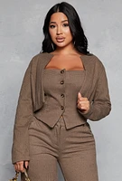 Womens Iris Houndstooth Cropped Blazer, Brown,