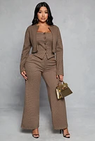 Womens Iris Houndstooth Cropped Blazer, Brown,