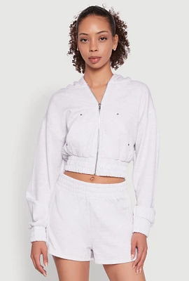 Womens Iris Fleece Zip Front Hoodie, White, Size L