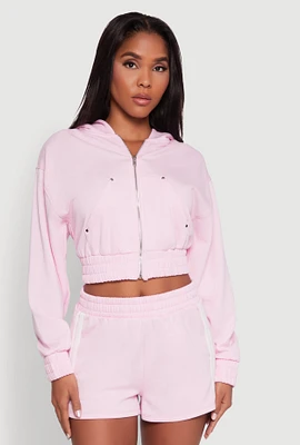 Womens Iris Fleece Zip Front Hoodie, Pink, Size S