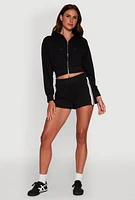 Womens Iris High Waisted Varsity Stripe Fleece Shorts, L