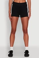 Womens Iris High Waisted Varsity Stripe Fleece Shorts, L