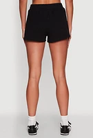 Womens Iris High Waisted Varsity Stripe Fleece Shorts, L