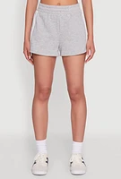 Womens Iris High Waisted Varsity Stripe Fleece Shorts, Grey, Size L