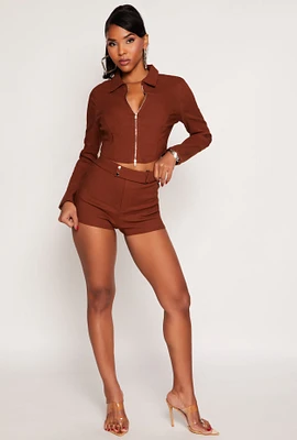 Womens Iris Hyperstretch Belted Front Shorts, S