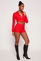 Womens Iris Hyperstretch Belted Front Shorts, Red,