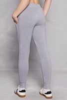 Womens Fleece High Waisted Drawstring Joggers, Grey, Size L