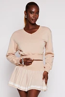 Womens Fleece V Neck Pullover Sweatshirt,