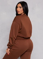 Womens City Graphic Embroidered Pullover Sweatshirt, Brown, Size M