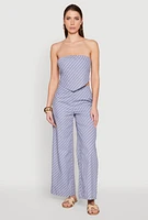 Womens High Waisted Pinstripe Wide Leg Pants, L