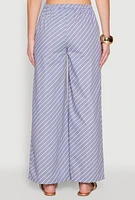 Womens High Waisted Pinstripe Wide Leg Pants, L