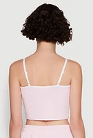 Womens Stylish Contrast Trim Cropped Cami with Varsity Stripes,