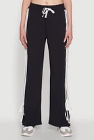 Womens Stylish Varsity Stripe Active Pants with Side Slits, M