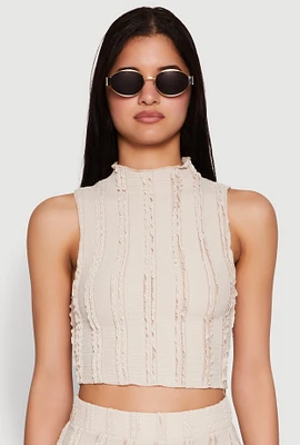 Womens Textured Knit Cropped Tank Top,
