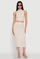Womens Textured Knit Cropped Tank Top,