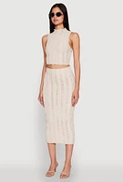 Womens Textured Knit Cropped Tank Top,