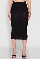 Womens Textured Knit High Waisted Midi Skirt,