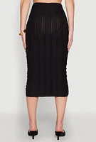 Womens Textured Knit High Waisted Midi Skirt,