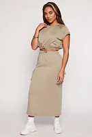 Womens Almost Famous Fleece Cap Sleeve Crop Top,
