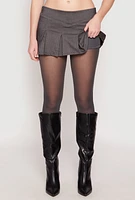 Womens Almost Famous Pinstripe Pleated Mini Skirt, Grey, Size M