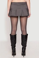 Womens Almost Famous Pinstripe Pleated Mini Skirt, Grey, Size M