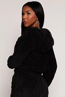 Womens Almost Famous Faux Fur Half Zip Hoodie, Black, Size XL