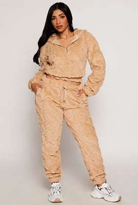 Womens Almost Famous Faux Fur Joggers,