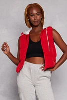 Womens Almost Famous Zip Front Hooded Puffer Vest, Red,