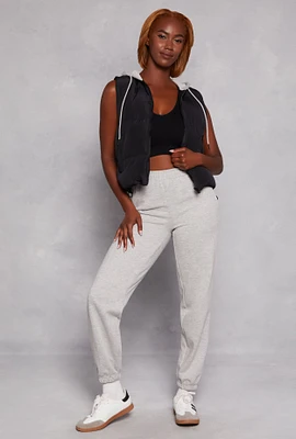 Womens Almost Famous Fleece High Waisted Sweatpants, Grey, Size S