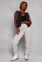 Womens Almost Famous Fleece High Waisted Sweatpants, Grey, Size S
