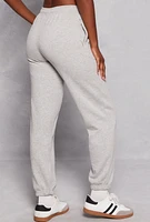 Womens Almost Famous Fleece High Waisted Sweatpants, Grey, Size S
