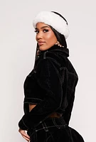 Womens Almost Famous Velvet Flocked Denim Jacket, M