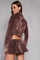 Womens Almost Famous Velvet Flocked Denim Jacket,